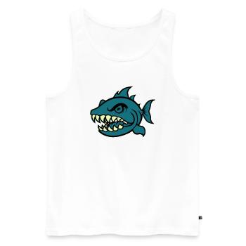 Piranha Bande dessinée Poisson - Débardeur bio Premium Homme - blanc - Devant - Michal (187cm)