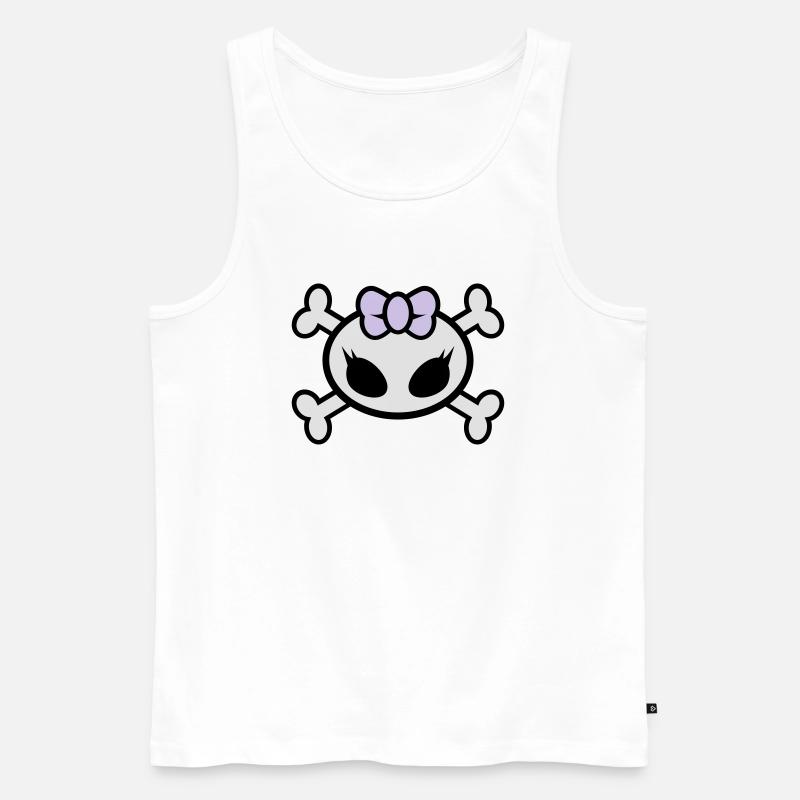 skul kitty - Männer Premium Bio Tank Top - Weiß