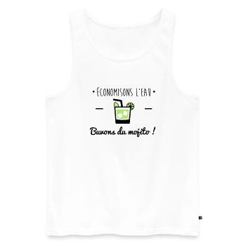 Buvons du mojito,humour,alcool - Débardeur bio Premium Homme - blanc - Devant - Michal (187cm)