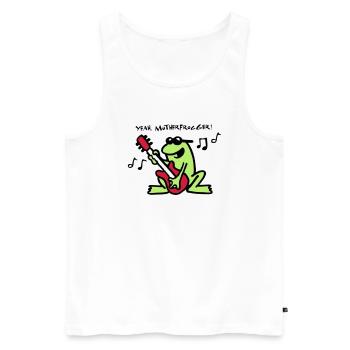 frog_n_roll_072011_a_3c - Débardeur bio Premium Homme - blanc - Devant - Michal (187cm)