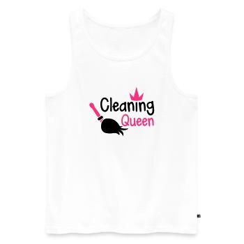 Reinigung Königin mit einem Besen und einer - Männer Premium Bio Tank Top - Weiß - Vorne - AI Model Male 178 light (178cm)