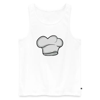 Chef de cuisine drôle Smiley Moustache Barbe - Débardeur bio Premium Homme - blanc - Devant - AI Model Male 178 light (178cm)