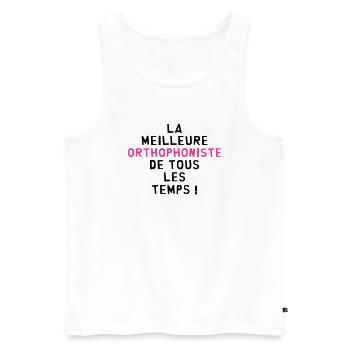 Orthophoniste / Orthophonie / Dyslexie / Médecin - Débardeur bio Premium Homme - blanc - Devant - AI Model Male 178 light (178cm)