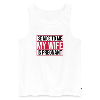 my wife is pregnant - Männer Premium Bio Tank Top - Weiß - Vorne - Michal (187cm)