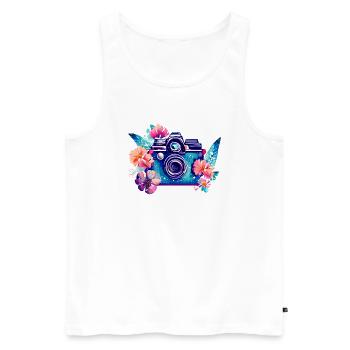 Kamera Fotograf lustig Fotografieren Fotografen - Männer Premium Bio Tank Top - Weiß - Vorne - Michal (187cm)