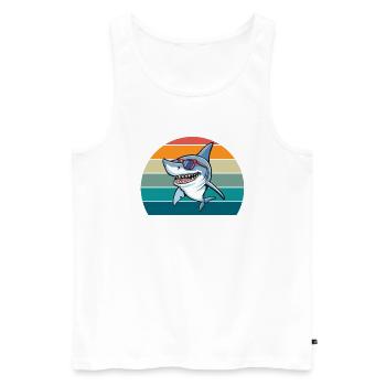 Hai Retro - Männer Premium Bio Tank Top - Weiß - Vorne - Michal (187cm)