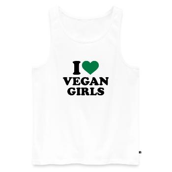 I love Vegan girls - Men's Premium Organic Tank Top - white - Front - Michal (187cm)