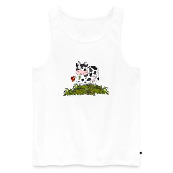 Cow - Men's Premium Organic Tank Top - white - Front - AI Model Male 178 light (178cm)