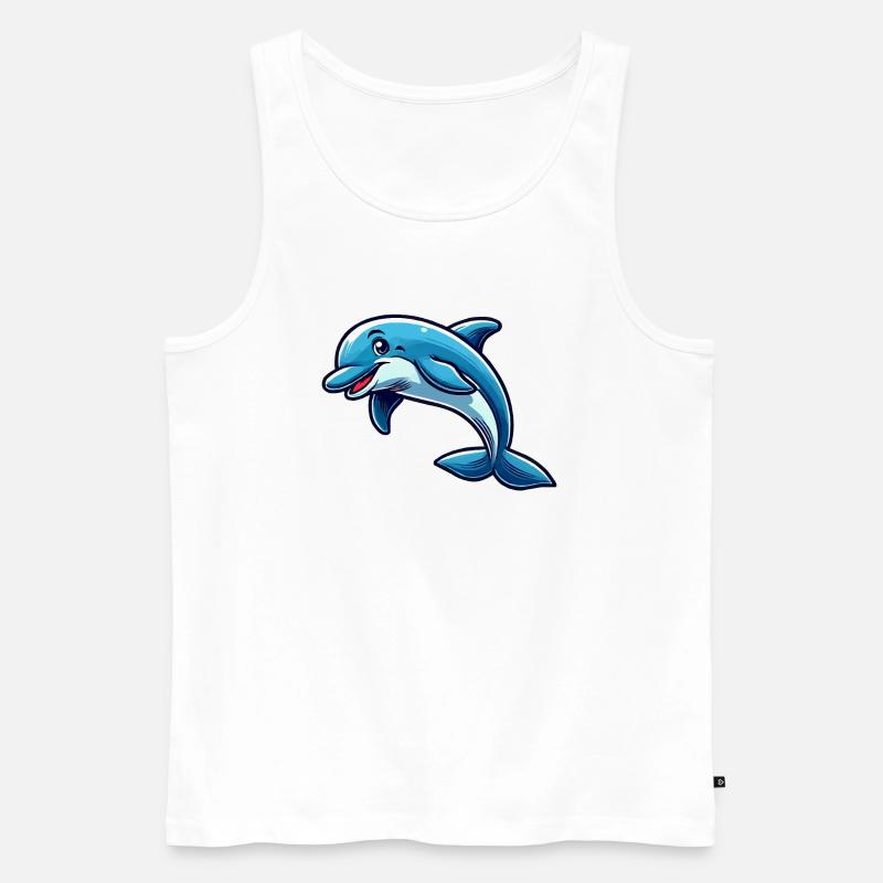 Delfin Delphin Comic - Männer Premium Bio Tank Top - Weiß