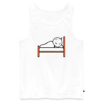 Bird Sleeps Bed Tired Night Recover Blanket Lazy - Men's Premium Organic Tank Top - white - Front - AI Model Male 178 light (178cm)