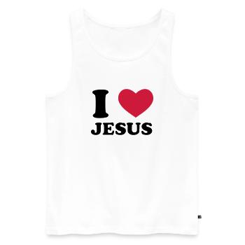 I love Jesus - Men's Premium Organic Tank Top - white - Front - Michal (187cm)