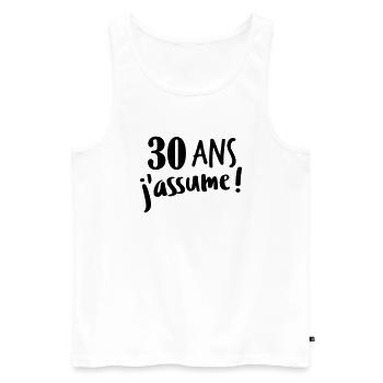 30 ans j'assume - Débardeur bio Premium Homme - blanc - Devant - Michal (187cm)