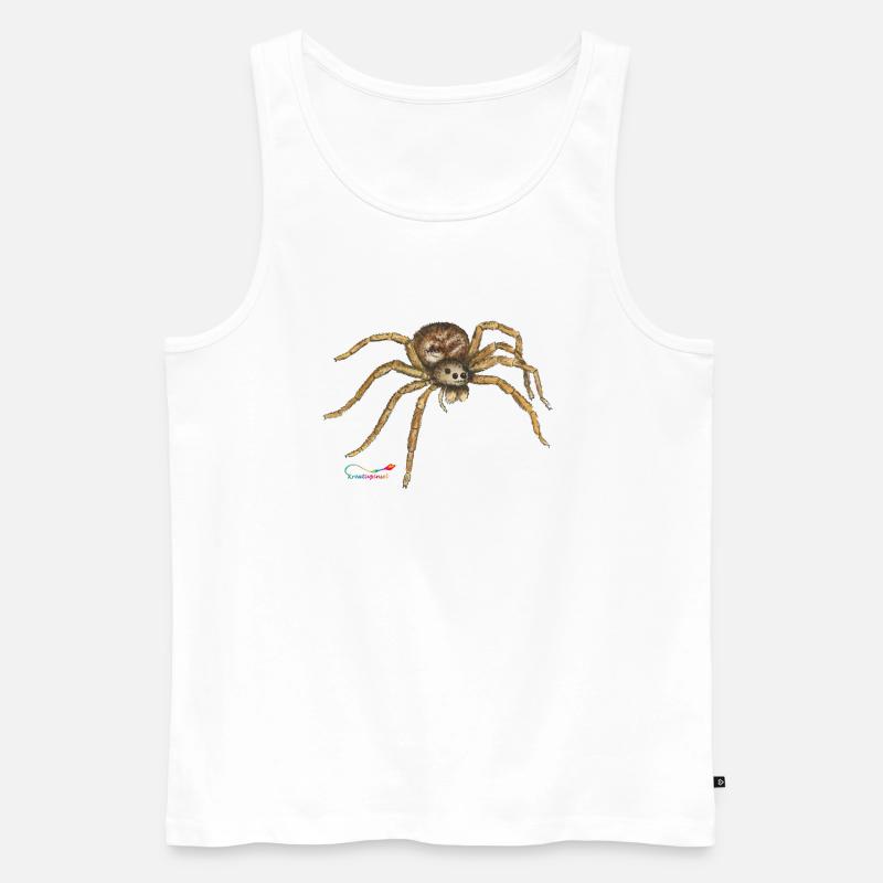 Wolfsspinne, ein heimische Spinne - Männer Premium Bio Tank Top - Weiß