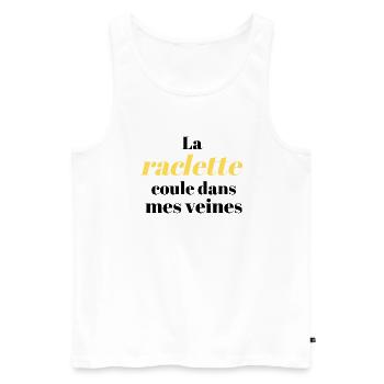 Tee-shirt drôle, La raclette coule dans mes veines - Débardeur bio Premium Homme - blanc - Devant - Michal (187cm)