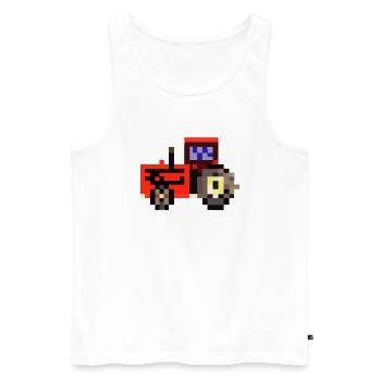 Traktor verpixelt Geschenkidee Pixel Traktor - Männer Premium Bio Tank Top - Weiß - Vorne - Michal (187cm)