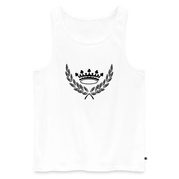 Crown in laurel wreath King logo - Men's Premium Organic Tank Top - white - Front - AI Model Male 178 light (178cm)