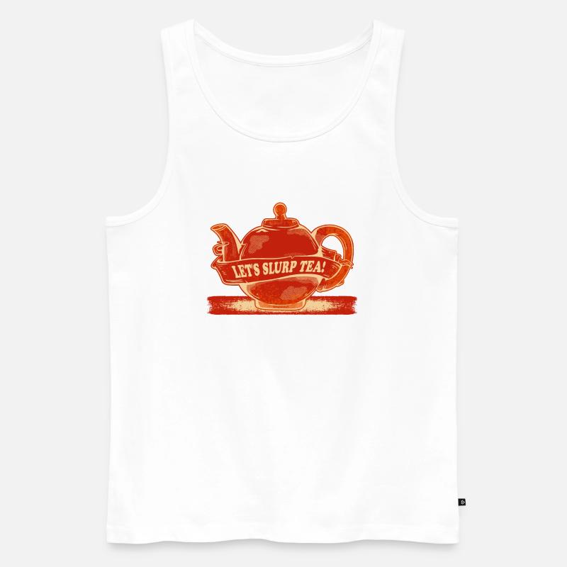 Rote Teekanne Teezeit - Männer Premium Bio Tank Top - Weiß