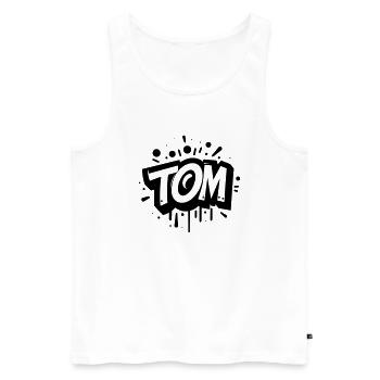 Tom Last name First name Graffiti - Men's Premium Organic Tank Top - white - Front - AI Model Male 178 light (178cm)