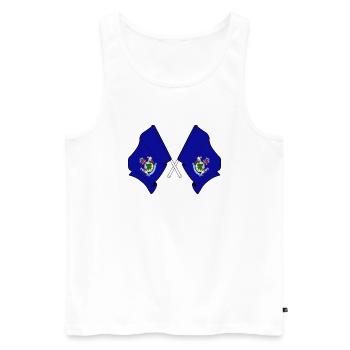 Deux drapeaux ont traversé le Maine - Débardeur bio Premium Homme - blanc - Devant - AI Model Male 178 light (178cm)