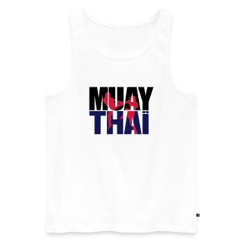 Muay thai logo full Boxe thailandaise - Débardeur bio Premium Homme - blanc - Devant - AI Model Male 178 light (178cm)