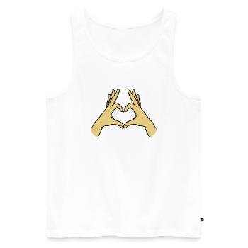 Mains Coeur Amour Espoir Compassion Affection - Débardeur bio Premium Homme - blanc - Devant - AI Model Male 178 light (178cm)