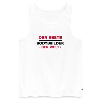Bodybuilder Bodybuilding Kräftig Muskulös Fitness - Männer Premium Bio Tank Top - Weiß - Vorne - Michal (187cm)