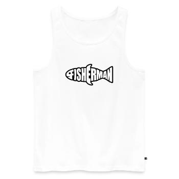 silhouette angler fisherman logo fischermann sea spor - Men's Premium Organic Tank Top - white - Front - Michal (187cm)