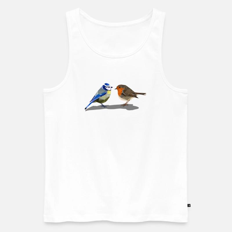 Blaumeise Rotkehlchen Polygonstil heimischer Vogel - Männer Premium Bio Tank Top - Weiß