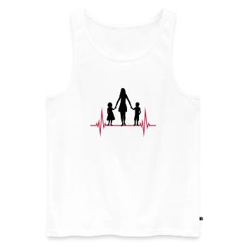 Herzschlag Mama Kinder - Männer Premium Bio Tank Top - Weiß - Vorne - Michal (187cm)