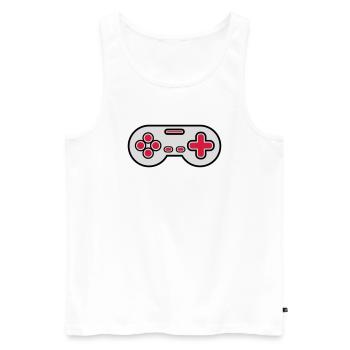 Ancien contrôleur Retro Gamer - Débardeur bio Premium Homme - blanc - Devant - AI Model Male 178 light (178cm)