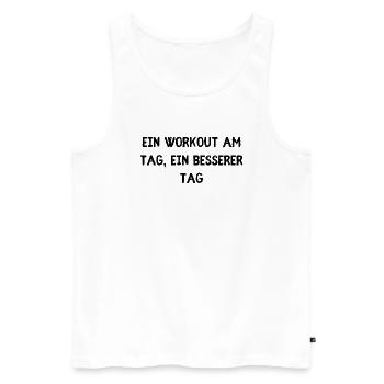 Workout am Tag - Männer Premium Bio Tank Top - Weiß - Vorne - Michal (187cm)