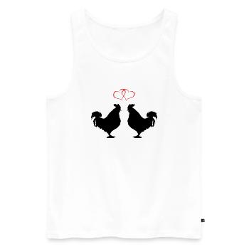 L’amour du coq - Débardeur bio Premium Homme - blanc - Devant - Michal (187cm)