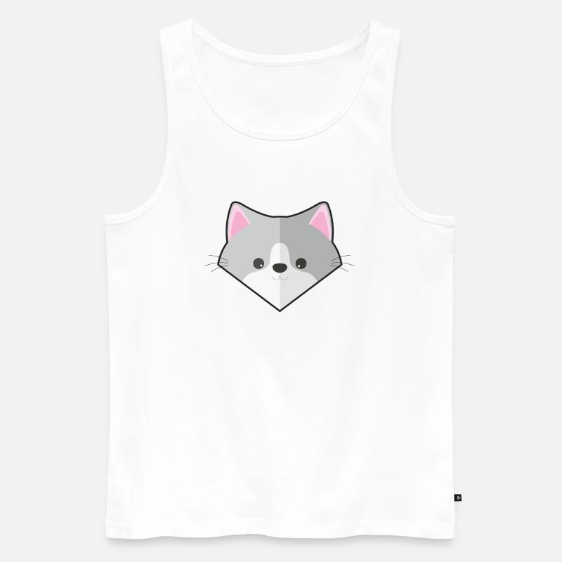 Niedliche einfache Katze - Männer Premium Bio Tank Top - Weiß