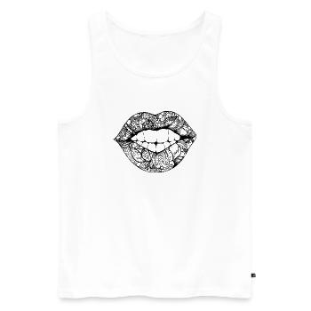Lips, mouth, kissing lips - Men's Premium Organic Tank Top - white - Front - AI Model Male 178 light (178cm)