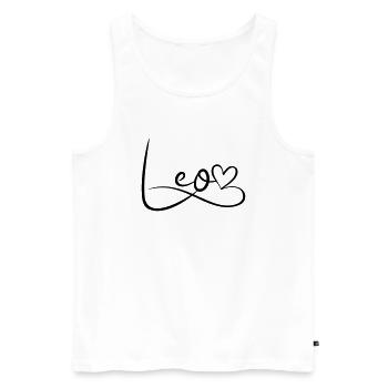 Leo Name First Name Heart Decor - Men's Premium Organic Tank Top - white - Front - AI Model Male 178 light (178cm)