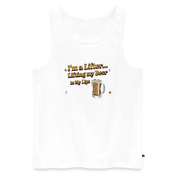 Ich bin ein Lifter... Mein Bier an meine Lippen heben - Männer Premium Bio Tank Top - Weiß - Vorne - AI Model Male 178 light (178cm)