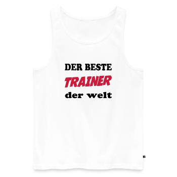Der beste trainer der welt - Débardeur bio Premium Homme - blanc - Devant - Michal (187cm)