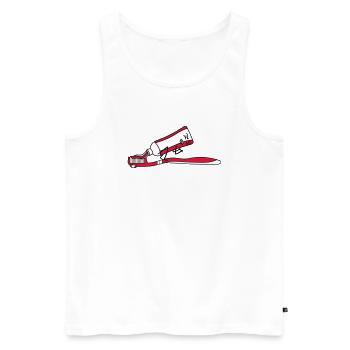 Toothbrush shit poop comic face a - Men's Premium Organic Tank Top - white - Front - AI Model Male 178 light (178cm)