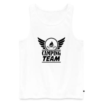 Camping Team - Männer Premium Bio Tank Top - Weiß - Vorne - AI Model Male 178 light (178cm)