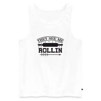 They see me Rollin - Men's Premium Organic Tank Top - white - Front - Michal (187cm)