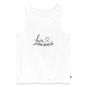 Christian Design Love n’abandonne jamais 1 - Débardeur bio Premium Homme - blanc - Devant - Michal (187cm)