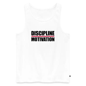 discipline over motivation Zitat - Männer Premium Bio Tank Top - Weiß - Vorne - Michal (187cm)