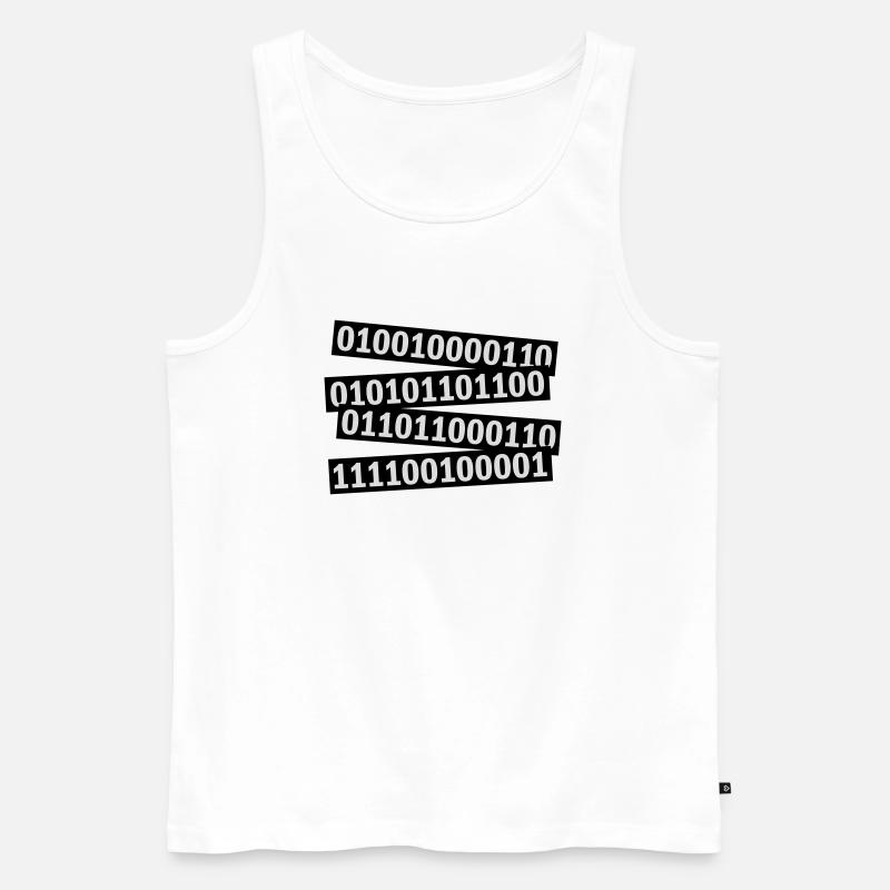 Binary Code Program Language - Men's Premium Organic Tank Top - white