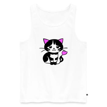 Cute cat in the comic strip - Men's Premium Organic Tank Top - white - Front - AI Model Male 178 light (178cm)