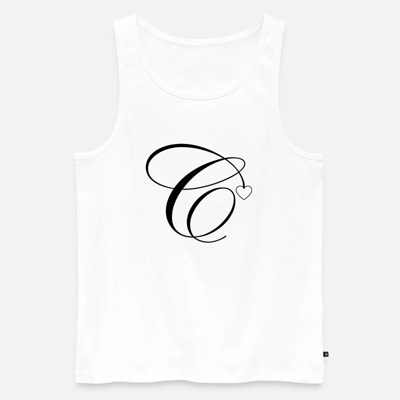 Buchstabe c Kalligraphieherz - Männer Premium Bio Tank Top - Weiß