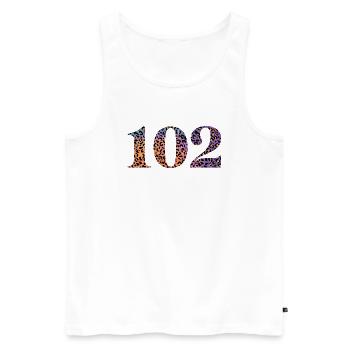 102e anniversaire léopard - Débardeur bio Premium Homme - blanc - Devant - Michal (187cm)