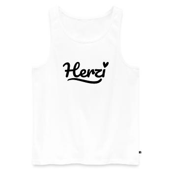 Herzi Schrift Herz - Männer Premium Bio Tank Top - Weiß - Vorne - Michal (187cm)