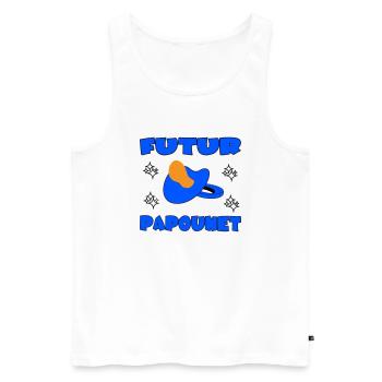 FUTUR PAPOUNET - Débardeur bio Premium Homme - blanc - Devant - AI Model Male 178 light (178cm)