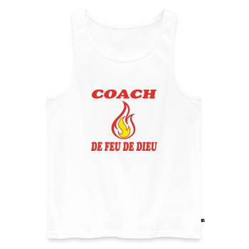 COACH DE FEU DE DIEU - Débardeur bio Premium Homme - blanc - Devant - Michal (187cm)