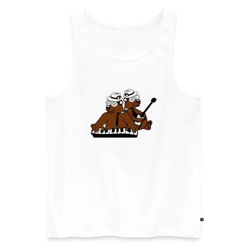 2 Bear Brown Bear Keyboard Piano Guitar Band Team - Men's Premium Organic Tank Top - white - Front - AI Model Male 178 light (178cm)